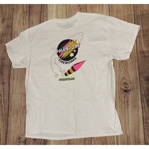 PHANTOM FIREWORKS T SHIRT Throwback Pink White Size XL